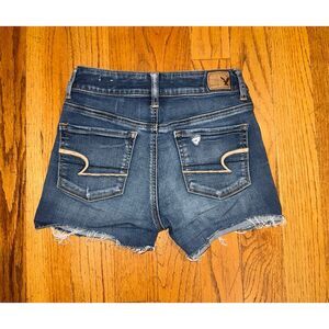 American Eagle High-Rise Distressed Denim Shorts Blue Size 2